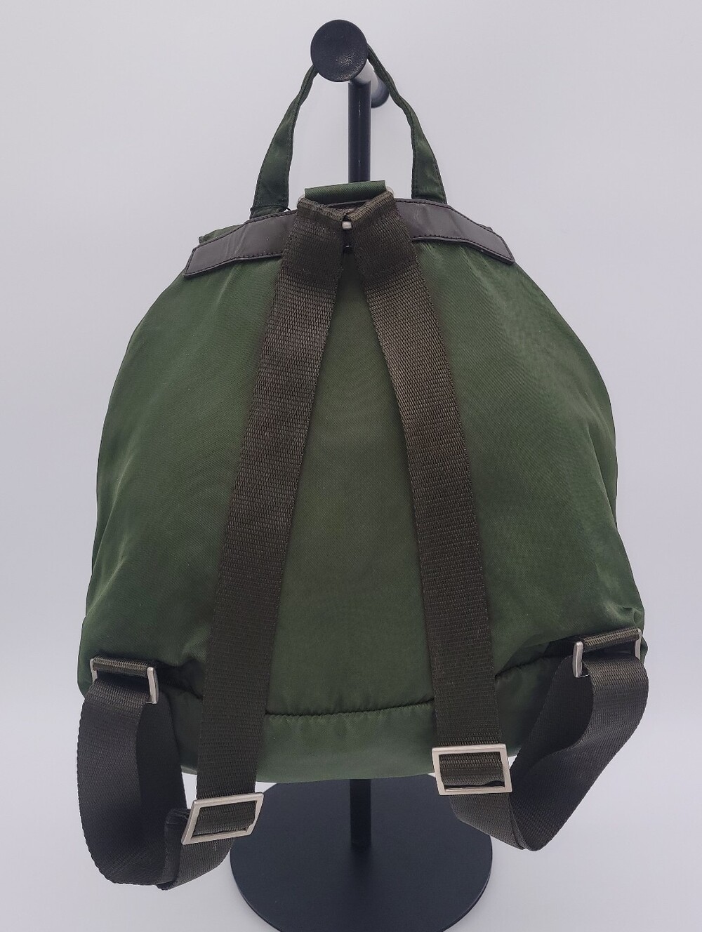 Prada Tessuto Dark Olive Green Nylon Backpack with Silver Hardware - Picture 3 of 5
